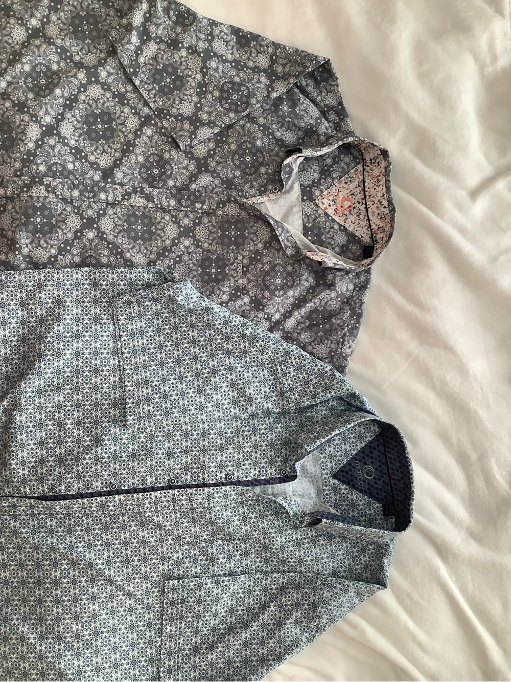 2 Marco Men's Casual Button-Down Shirt - Gray Pattern 2XL 19- 19 1/2
